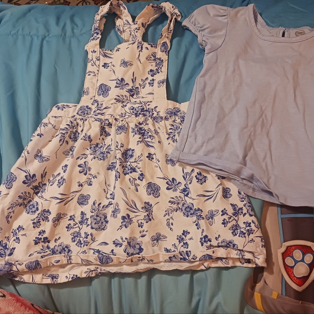 Floral Blue and White Kids Dress
